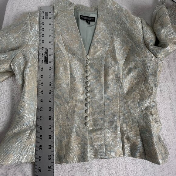Carmen Marc Valvo Signature Womens Embellished Sleeve Brocade Jacket Size 12 - Picture 9 of 9